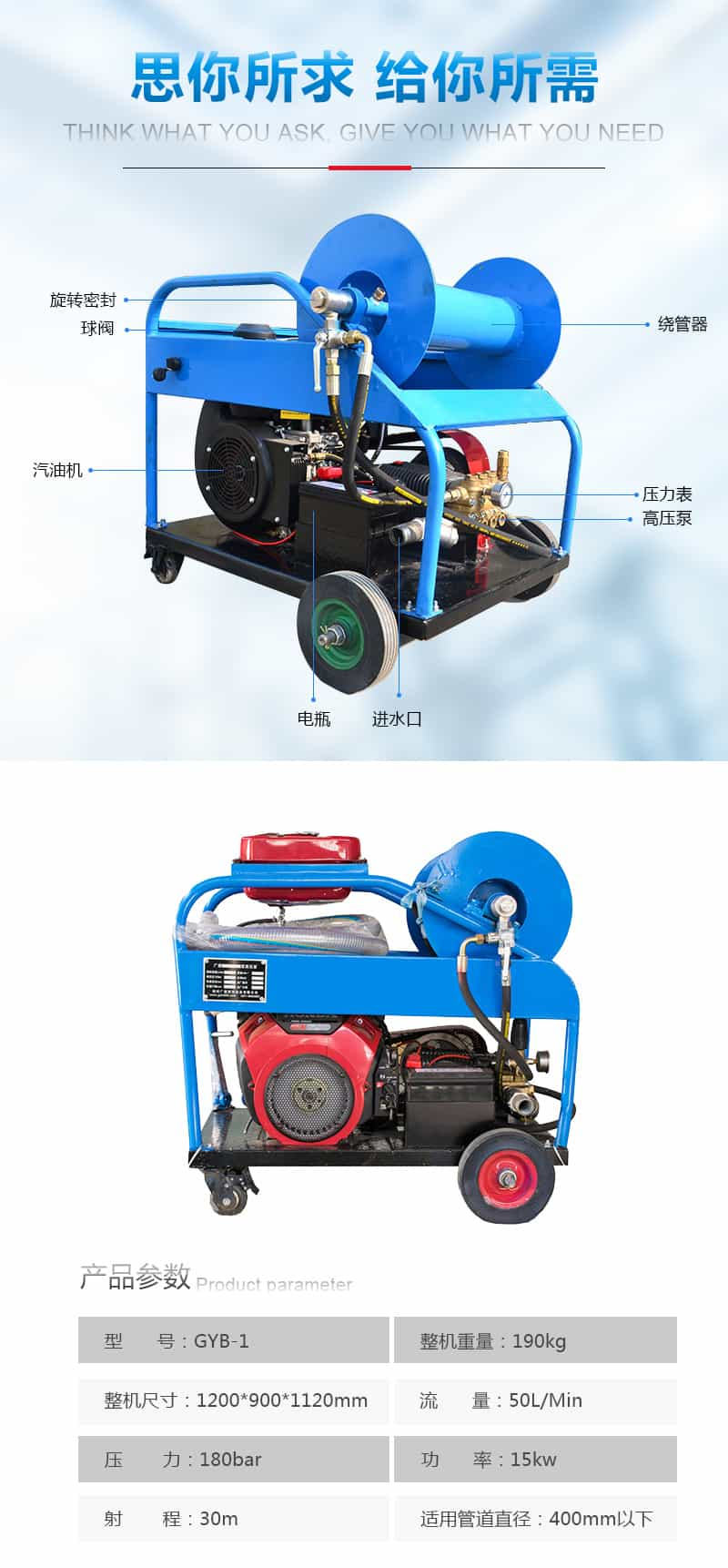 大型污水管道疏通清理机技术参数